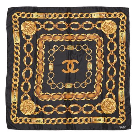 chanel ecru and black scarf|chanel black and gold scarf.